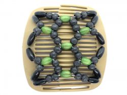 African Butterfly hair clip on blonde combs | Black and green beads