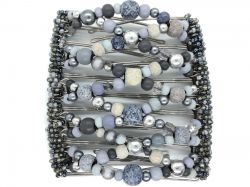Blue and Grey Beads Large Butterfly Hair Clip for Amazing Hair | Beads will vary