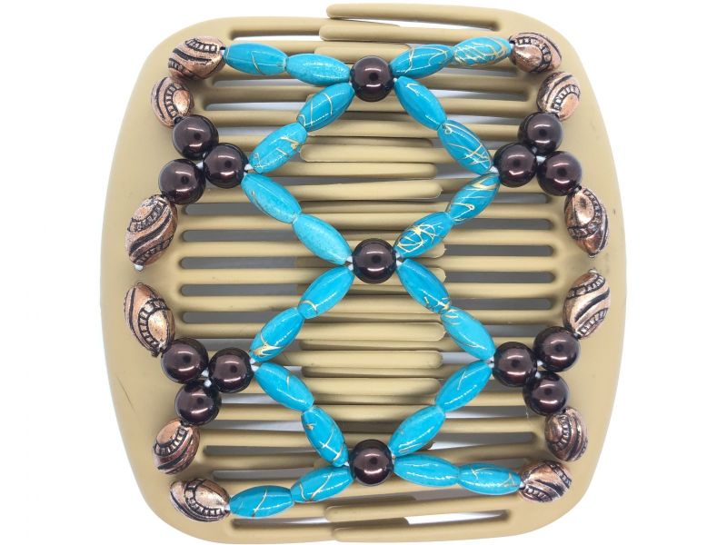 African Butterfly hair clip on blonde combs with turquoise beads