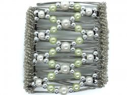 Pretty Pearl and Green Original Butterfly Hair Clip  with 9 interlocking prongs