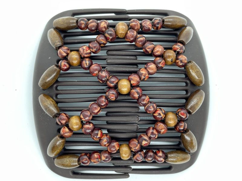 African Butterfly hair clip on brown combs with African Beads